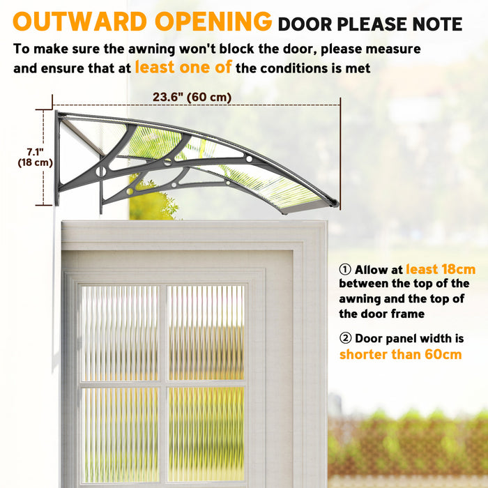 Outsunny Window Awning Door Canopy, Sun Shelter, Clear
