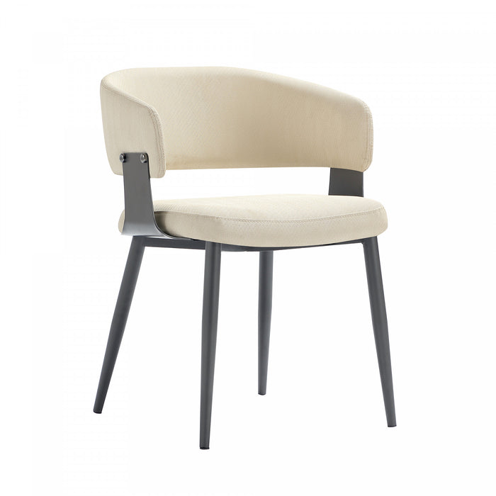 Luce Modern Textured Vegan Leather Metal Dining Chair in Sand - Set of 2