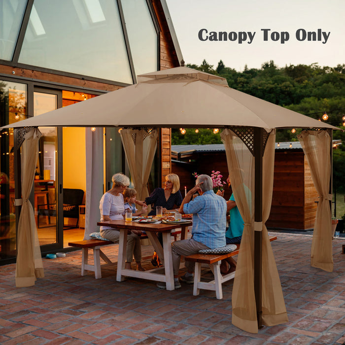 10' X 12' Patio Gazebo Replacement Top Cover 2-tier Canopy Cpai-84 Outdoor Brown