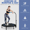 Soozier 40" Foldable Rebounder Trampoline for Adult, Mini Trampoline Indoor and Outdoor with 4 Level Adjustable U-Shaped Foam Handle, Quiet and Safe Bungee Rebounder, Blue