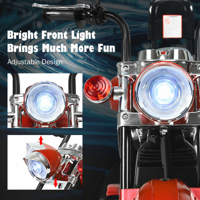 6v Kids Ride On Chopper Motorcycle 3 Wheel Trike With Headlight Red