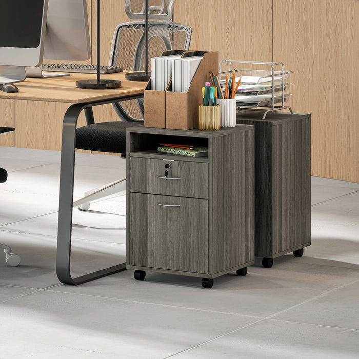 HOMCOM Vertical Filing Cabinet with Lockable Drawer, File Cabinet, Grey