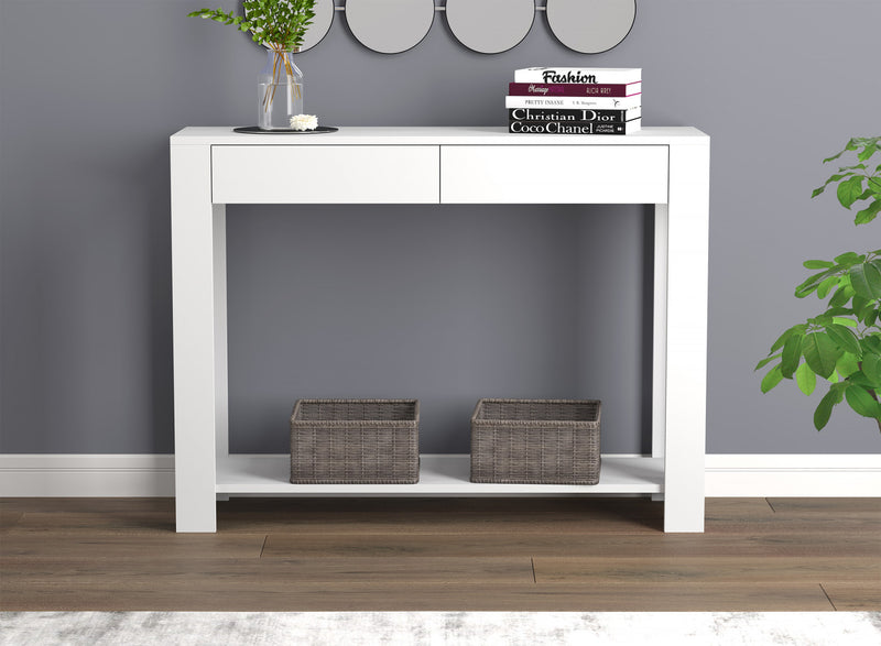 40” Console Table With 2 Drawers And Shelf - White 