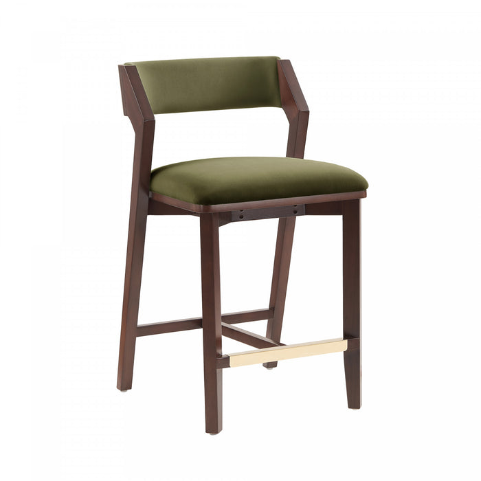 Patricia Modern Wood Upholstered Counter Stool in Turtle Green Bar Stool