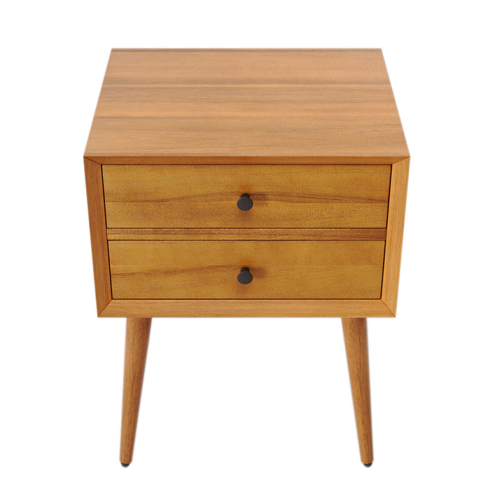Emma Mid-Century Modern Nightstand with 2 Drawers,Natural