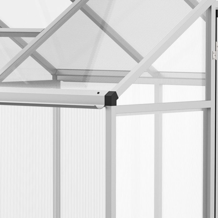 Outsunny 4' X 6' X 6.4' Walk-in Garden Greenhouse Polycarbonate Panels Plants Flower Growth Shed Cold Frame Outdoor Portable Warm House Aluminum Frame