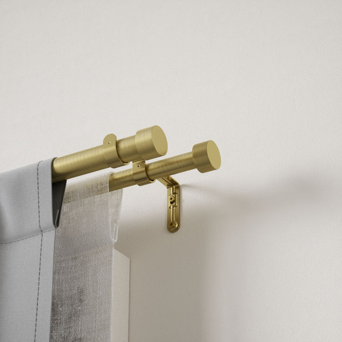 Umbra Cappa Brass Expandable Double 1\" Curtain Rod - 66\"-120\" 
