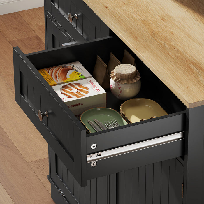 HOMCOM 68\" Pantry Cabinet, Kitchen Cabinet with Charging Station, Black