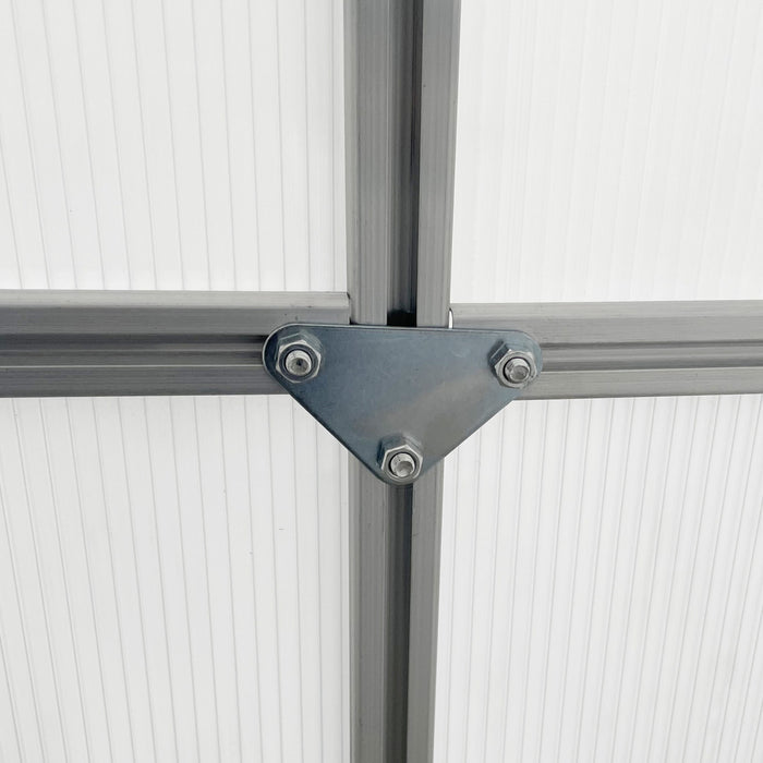 Outsunny 6' X 8' X 6.5' Polycarbonate Greenhouse, Walk-in Green House With Adjustable Roof Vent, Galvanized Base, Sliding Door And Rain Gutter For Outdoor, Garden, Backyard, Clear