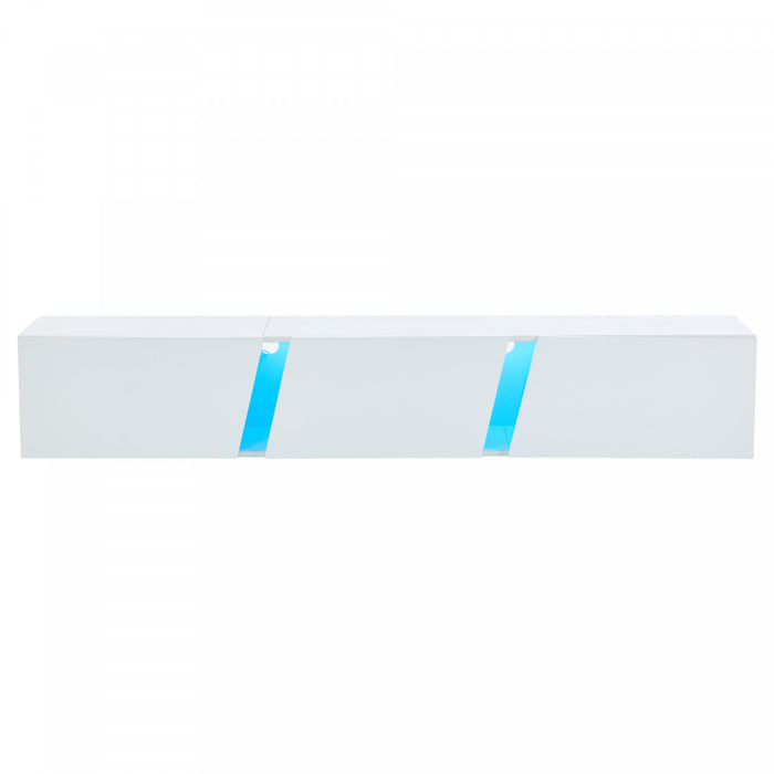 Lumina 64.9 Inch Wall-Mounted TV Cabinet with LED Lights and Acrylic Doors, White