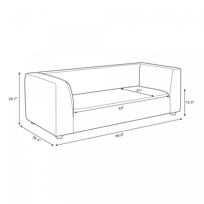 Lukas Contemporary Modern 89\" Upholstered Sofa in Cream