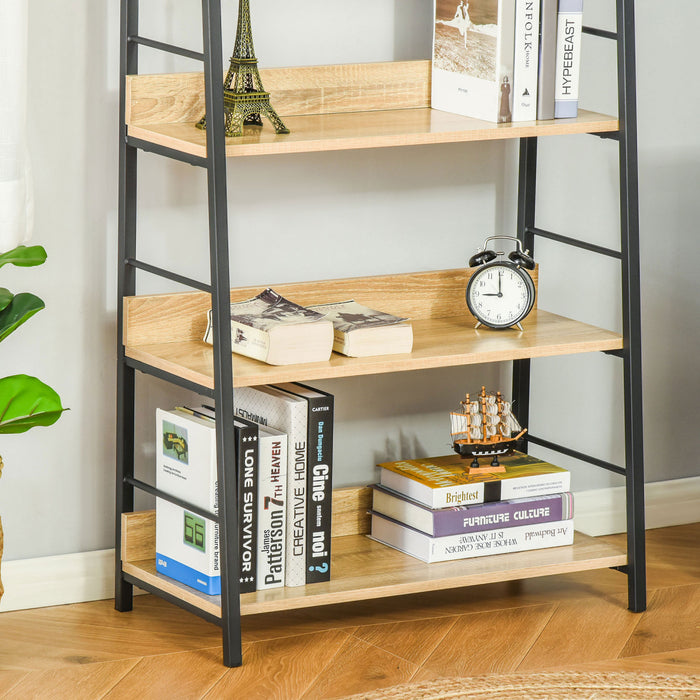 HOMCOM Modern 5-Tier Bookshelf Storage with Metal Frame Wooden Bookcase