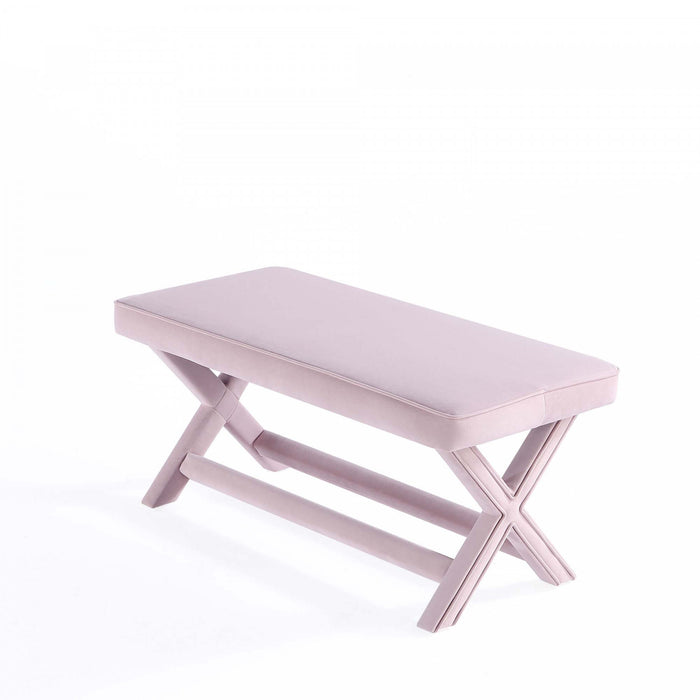 Abigail Mid-Century Modern Upholstered Velvet Accent Bench in Pink