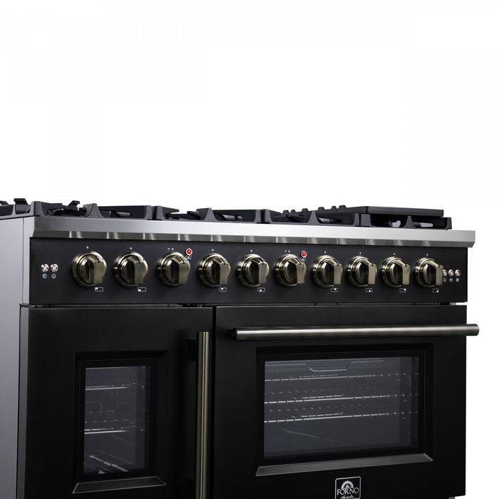 Forno Capriasca 48\" Black Gas Range 6.58 cu.ft -FFSGS6460-48BLK