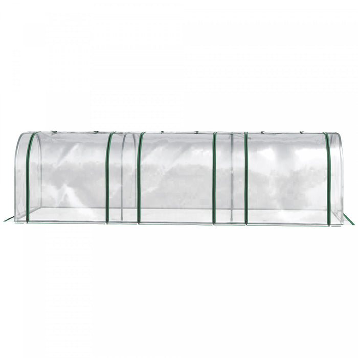 Outsunny 10' X 3' X 2.5' Portable Mini Tunnel Greenhouse With 3 Zipped Doors, Portable Small Green House, Easy Assembly, Clear