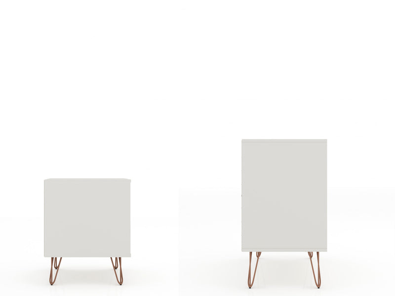 Rockefeller Mid-Century Modern 2-Piece Dresser Set in Off White