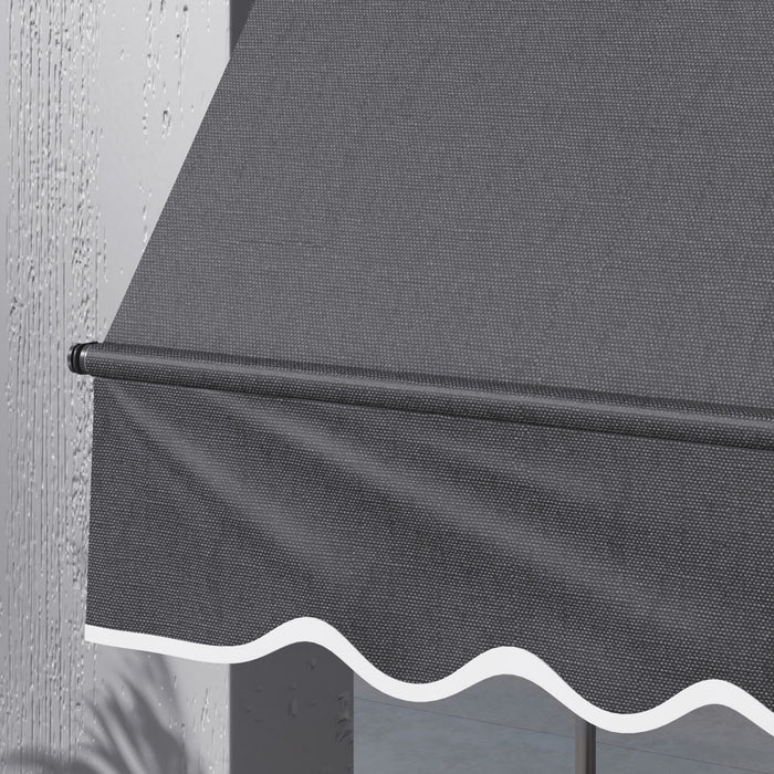 Outsunny 10' X 3' Retractable Awning, Freestanding & Non-screw, Dark Grey