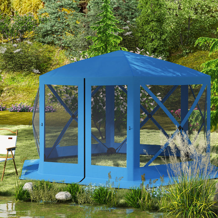 12' X 12' Pop Up Screen Tent, Camping Shelter Picnic Canopy, Blue