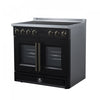 Forno Torino French Door 36 Inch Black Induction Range, 5.36 cu.ft. - FFSIN0950-36BLK Electric Range | Cuisiniere a induction Torino de 36 po avec portes francaises, noire, 5,36 pi³ - FFSIN0950-36BLK