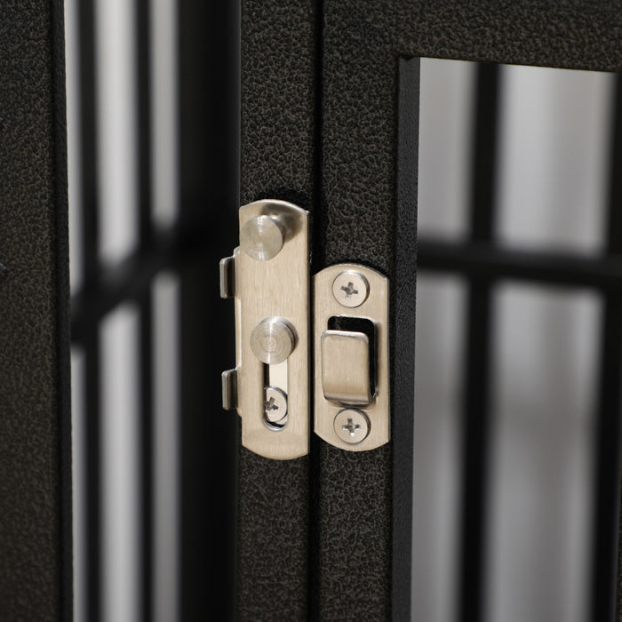 Pawhut 45\" Heavy Duty Steel Dog Crate Kennel Pet Cage With Wheels For Portability & 1 Doors For Convenient Access Anti-pinching Floor, Black