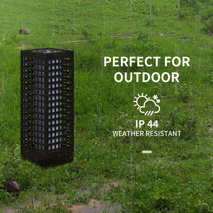 Outsunny Wicker Solar Floor Lamp, Solar Powered Outdoor Lamp with Auto On/Off LED Lights, IP44 Waterproof, Decorative Outdoor Solar Lantern for Patio, Porch, Pathway, Black