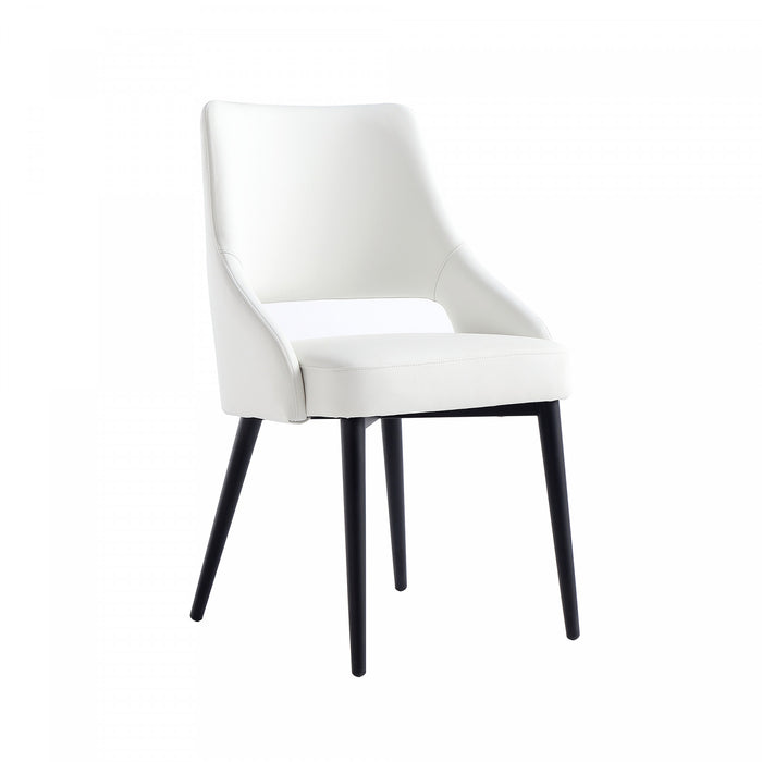 Tremont Modern Vegan Leather Metal Dining Chair in White - Set of 2