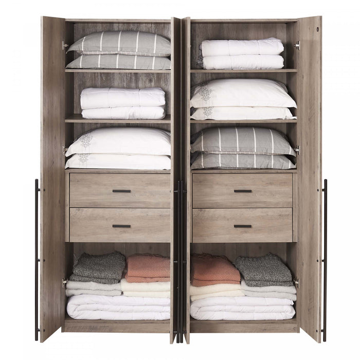 Lee Modern 32\" Wardrobe Closet in Rustic Gray - Set of 2 Armoire