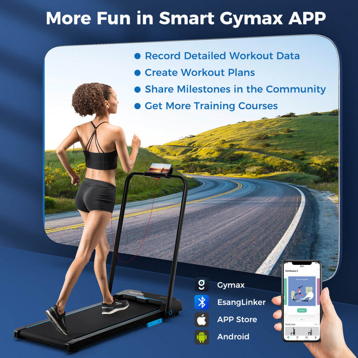 Costway 3 In 1 Folding Treadmill With Remote Control Led Display And App For Home Blue