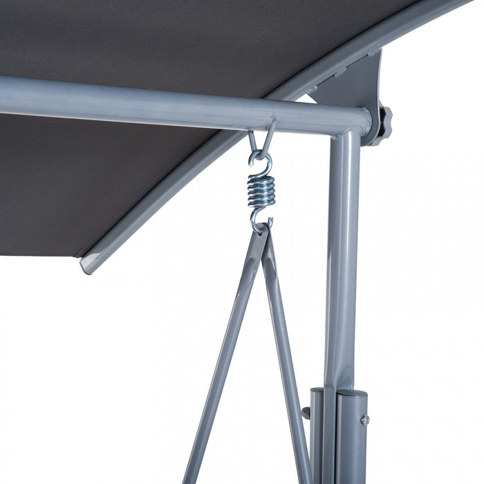 Outsunny Double Outdoor Swing Chair 2 Person Covered Swing Porch Swing W/ Pivot Table & Storage Console Grey