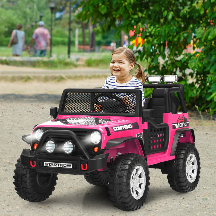 Costway 12v Kids Ride On Truck Remote Control Electric Car W/lights&music Pink