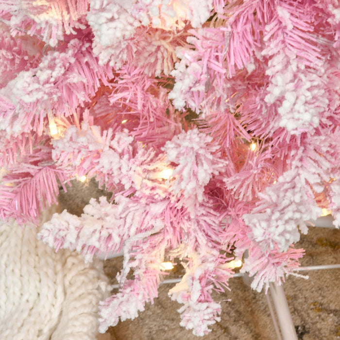 Homcom 6ft Snow Flocked Artificial Christmas Tree W/ Led Light