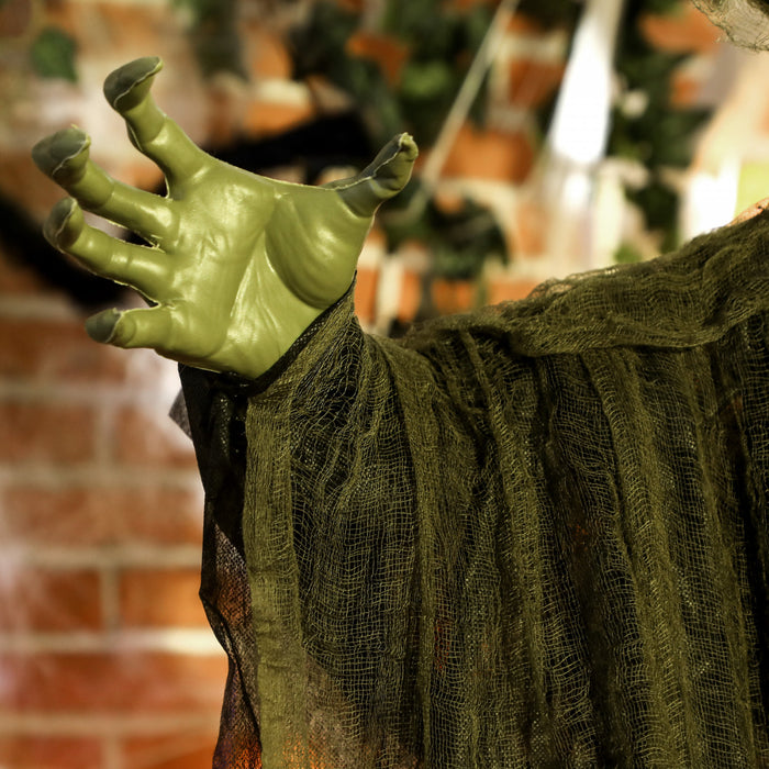 Outsunny Animated Halloween Decoration, Animatronics Witch, Green