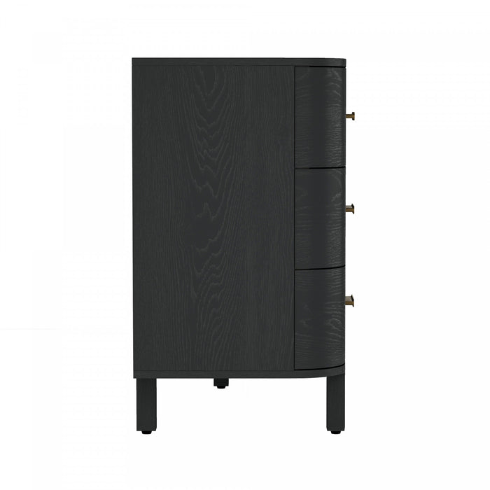 Solara Contemporary 68\" Solid Wood Dresser in Black (6-Drawer)