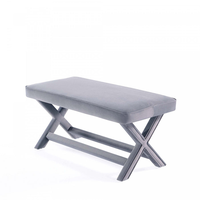 Abigail Mid-Century Modern Upholstered Velvet Accent Bench in Gray