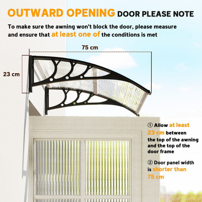 Outsunny Window Awning, Polycarbonate Cover Patio Awnings, White