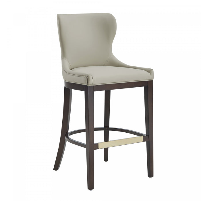 Blair Modern Wood Upholstered Barstool in Stone - Set of 2 Bar Stool