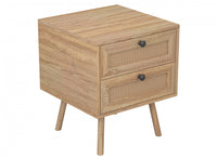 End Table With 2 Drawers - Natural Brown Wood Look 