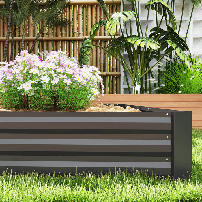 Outsunny Galvanized Planter Box, 8' x 4' x 1' Metal Garden Bed