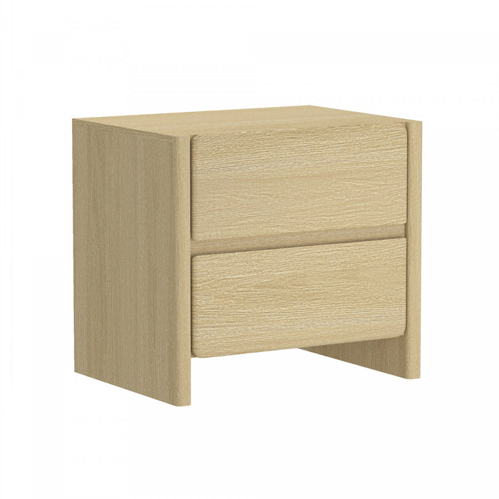 Linda Modern 24\" Nightstand in Natural Oak (2-Drawer)
