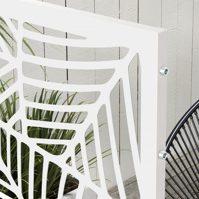 Outsunny Metal Privacy Screen W/ Expansion Screws Outdoor Divider, Leaf