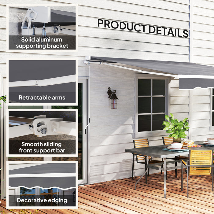 8' x 7' Retractable Awning, Patio Awnings, Sunshade Shelter, Dark Grey