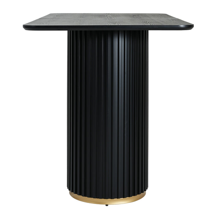 Jett 63 Inch Modern Industrial Dining Table with MDF & Iron Pedestal Base, Black