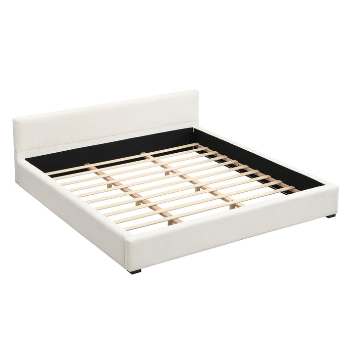 Charlotte Elegant Wide-edge Upholstered Bed,Queen Size, Beige Queen Bed