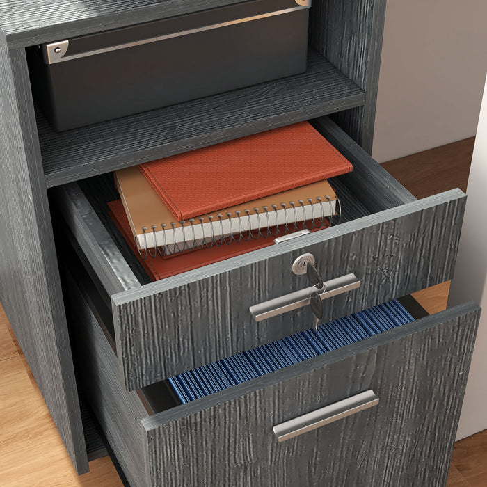 Vinsetto 2 Drawer Filing Cabinet with Lock for A4 Letter Size, Grey