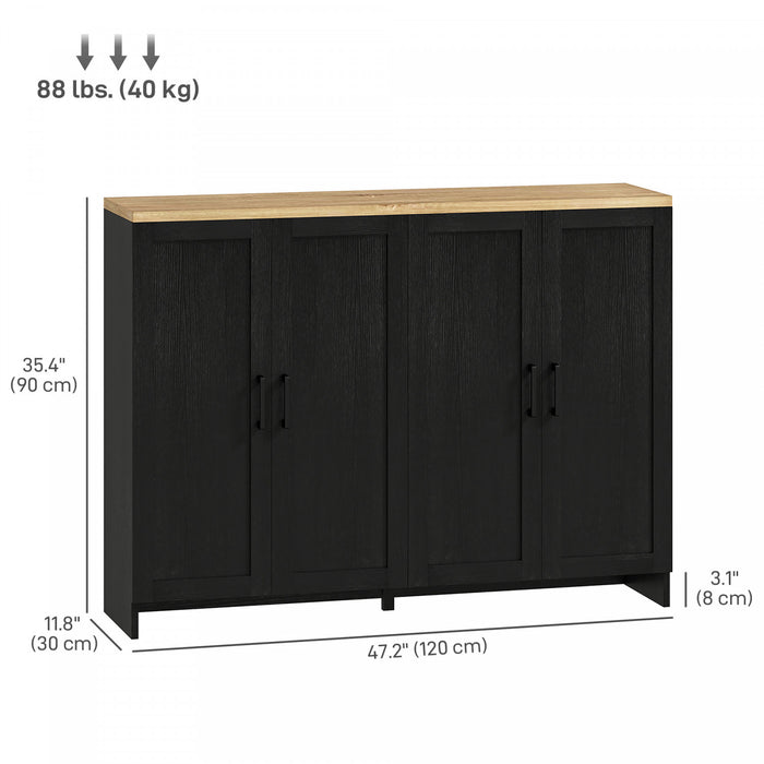 HOMCOM Modern Sideboard Buffet Cabinet with Adjustable Shelves Black