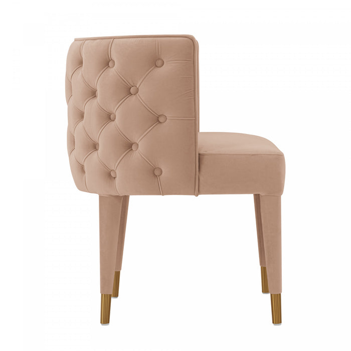 Maya Modern Velvet Dining Chair in Nude - Set of 2