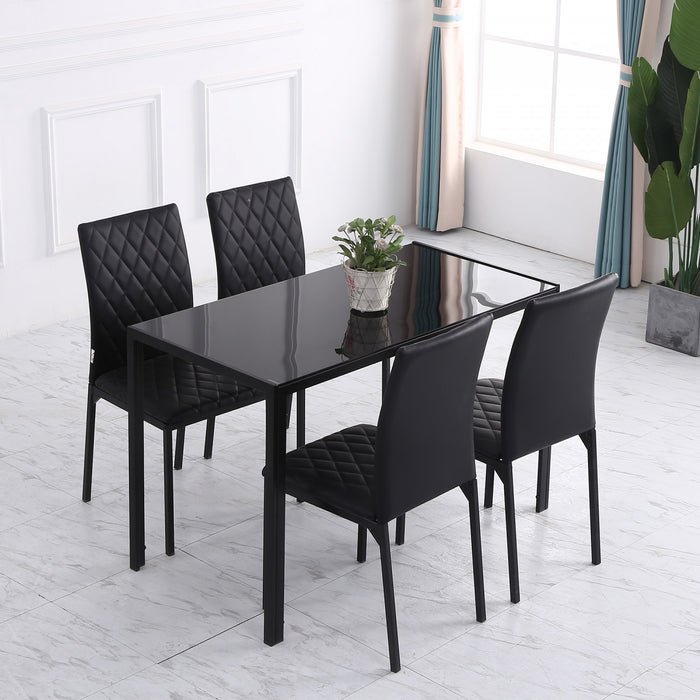 HOMCOM Dining Chairs Faux Leather Accent Chairs, Set of 4, Black
