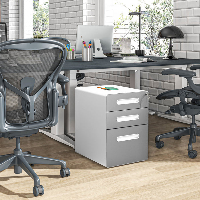 Vinsetto 3 Drawers File Cabinet On Wheels Lockable For Home Office