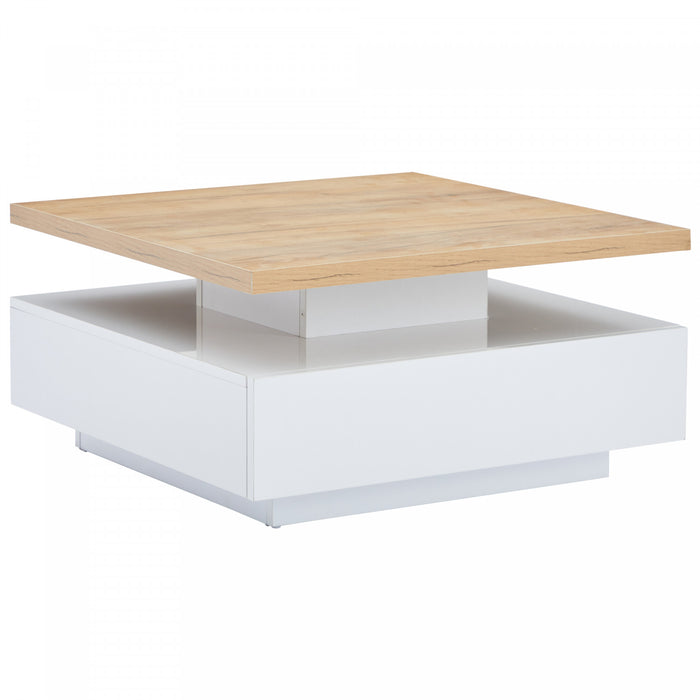 Liam Rotating Coffee Table with 360° Swivel Top,White