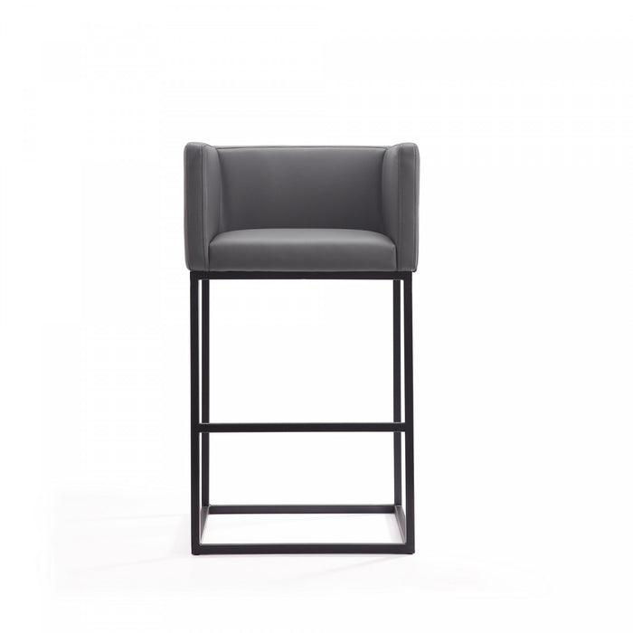 Embassy Mid-Century Modern Metal Upholstered Barstool in Gray - Set of 2
